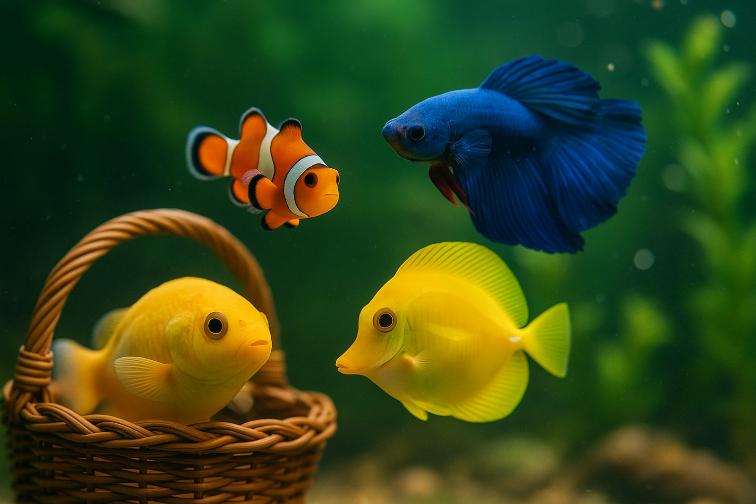 Aquarium fish representing fish care resources